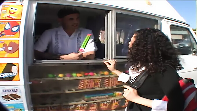 A seductive ice cream merchant trades dessert for sexual favors from teenage customers