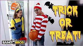 Evelin Stone'S Foot Fetish Gets Satisfied By Bruno In Funny Halloween-Themed Video