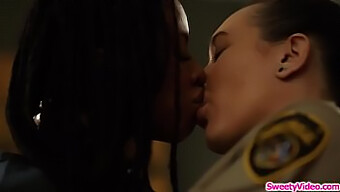 A Black Prisoner Pleasures A White Lesbian Guard'S Vagina