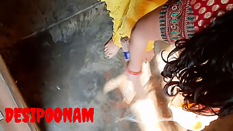 Indian Girl Poonam Is In The Restroom, Followed By A Person For An Intense Sexual Encounter