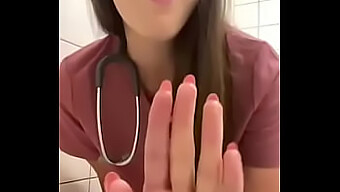 Teen Nurse'S Solo Pleasure In The Hospital Restroom