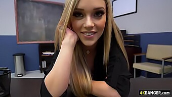 Kali Roses, A Stunning Secretary With Small Boobs And A Pierced Nipple, Eagerly Seeks Her Boss'S Attention