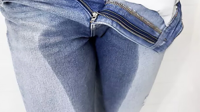 Chica de 18 años se mea los pantalones y se masturba hasta el orgasmo