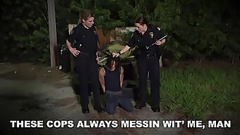 Blonde Bombshell Milf And Her Curvy Partner In Uniform Take Down A Black Criminal