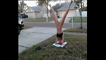 Tiny Teen Cleo Flaunts Her Naked Body In A Headstand Outdoors