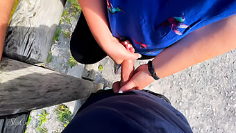 Amateur Handjob In Public With Risk Of Getting Caught At A Lake