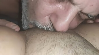 A Horny Young Girl Gets Her Wet And Hairy Pussy Devoured By An Eager Old Man In A Steamy Encounter