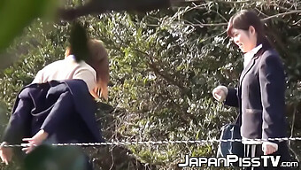 Japanese Schoolgirls' Naughty Outdoor Peeing Adventure