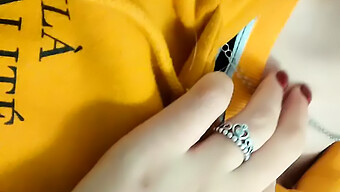 Russian Teen'S Intimate Solo Session In A Cozy Yellow Sweater