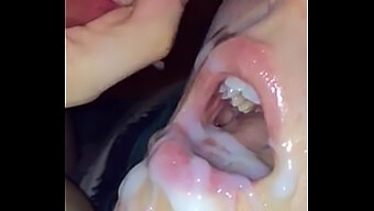 A Teen Eagerly Receives A Huge Load Of Cum In Her Mouth, Captured In Slow Motion