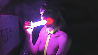 Riderkelly'S Intense Deepthroat Session With Led-Lit Dildo On Webcam